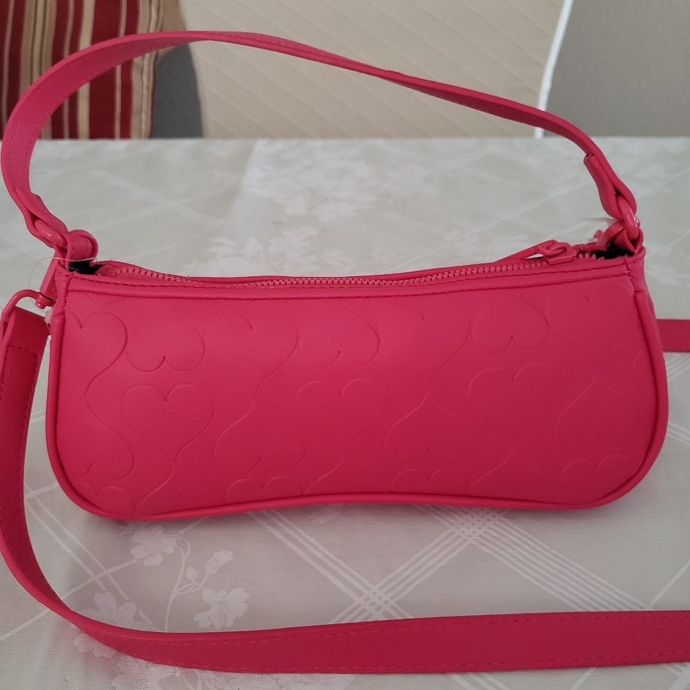 Betsey‎ Johnson Pink Fushia XOASHTAN Bow Charm Shoulder Crossbody Bag Heart NWT - Picture 2 of 16